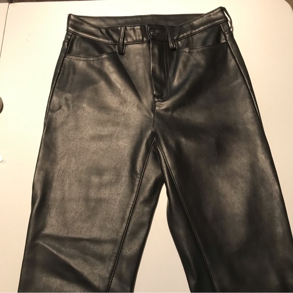 Free People Vegan Leather High Rise Long and Lean Pant in Black Size 26 - Picture 4 of 11